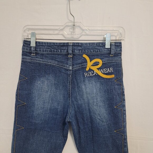 Rocawear Medium Blue Wash Mid Rise Flare Jeans Size 14 - Picture 6 of 10